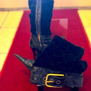 Stylish Black and Gold Women's Boots